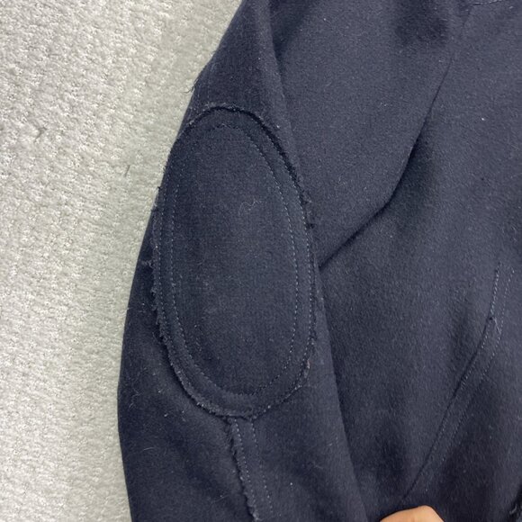 Guess Men’s XL Double Breasted Pea Coat Button-Up Black/Blue Reverse Stiches *** - Picture 8 of 16